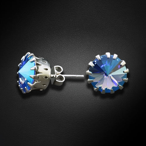 Auskarai "Vintāžš VII (Šviesiai safyro blizgesys)" su Swarovski™ kristalais